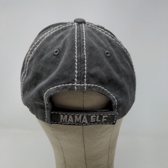KBethods Women's Christmas Hat Gray Mama Elf Embroidered Distressed - Picture 8 of 13